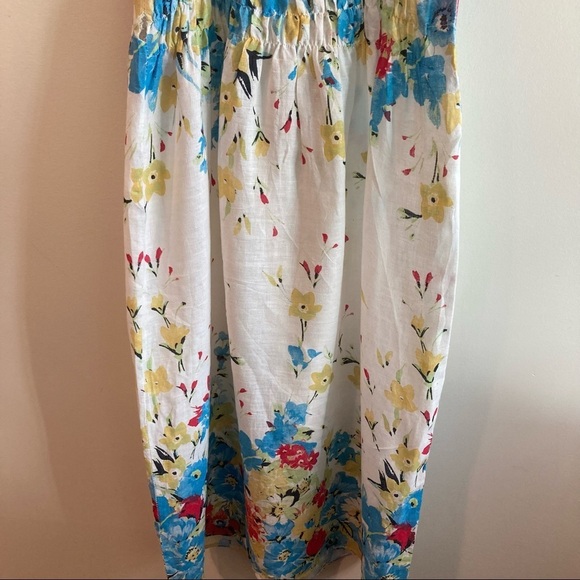 LINA TOMEI Sz L 100% Linen Floral Adjustable Straps Dress Made in  Italy - Picture 9 of 13